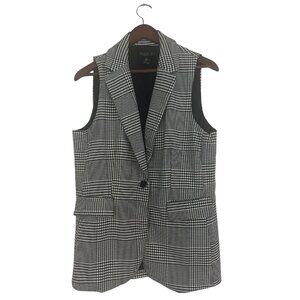 Rachel Zoe Houndstooth Plaid Vest – Black & White